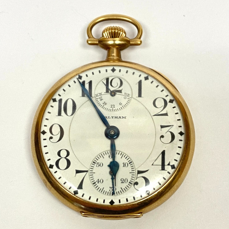 14k GOLD WALTHAM KEYSTONE, THE K.W.C.CO POCKET WATCH 23 Jewels, 48mm