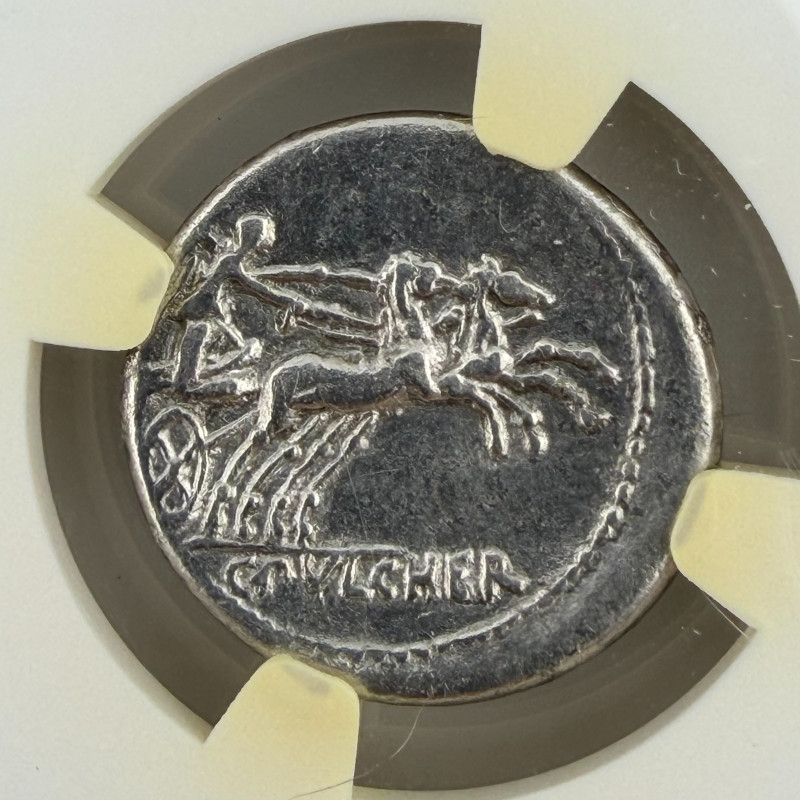 ROMAN REPUBLIC C. Claudius Pulcher (110-109 BC) AR denarius, NGC Ch VF