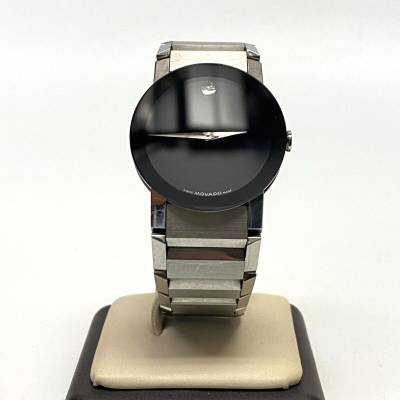 Movado Stainless Steel Men's 35mm Museum Dial Watch Model 84G1 1896, band 7.25"