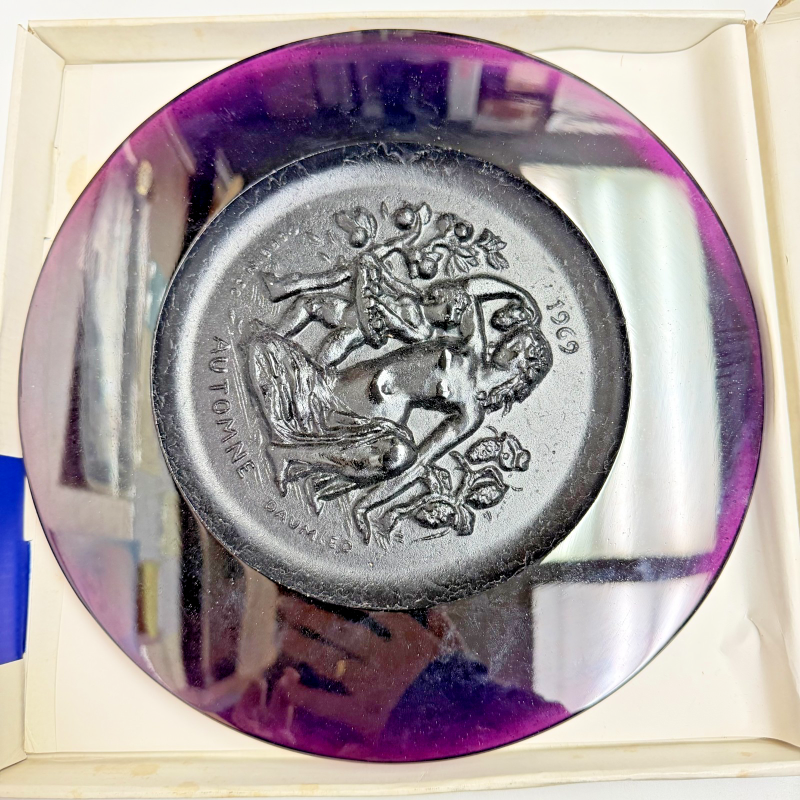 Daum France Les 4 Saisons Complete Set 4 Pâte de Verre Plates Corbin #1449/2000