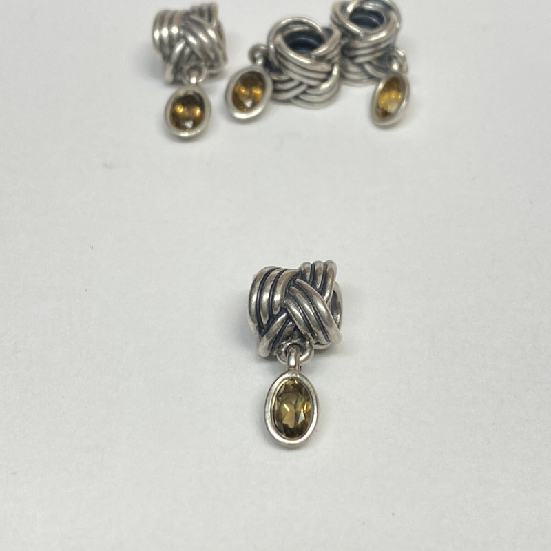 Sterling Silver Amber Gems Screw-on Bead for Charm Bracelets #4