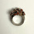 Vintage Designed Coral Stones & Diamond  Sterling Silver 925   Woman Ring Size 7