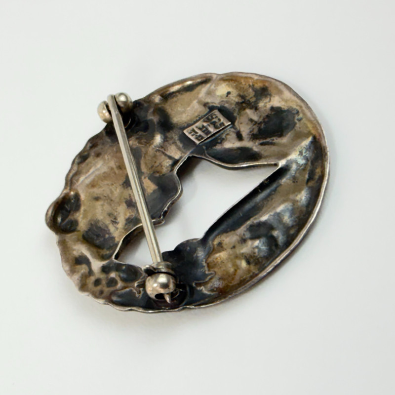 Vintage Large Cut Out Art Nouveau Woman Cameo Sterling Silver Pendant Pin