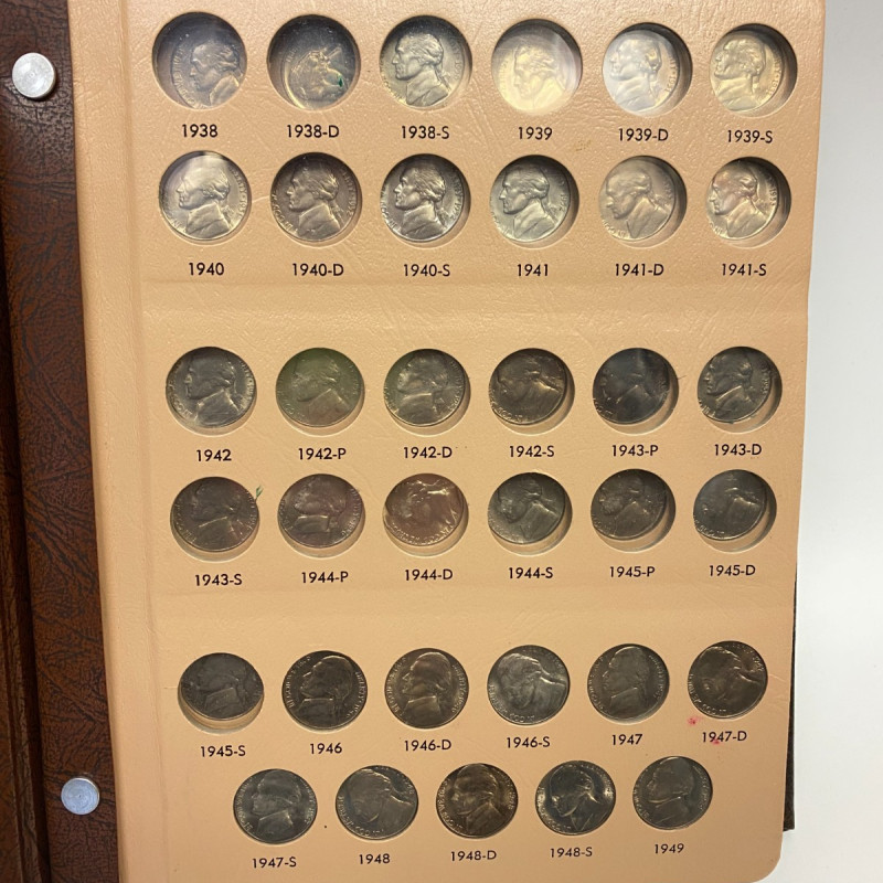 Dansco Album 7113 Jefferson Nickels 1938-1976 Coin Collectors, 158 coins