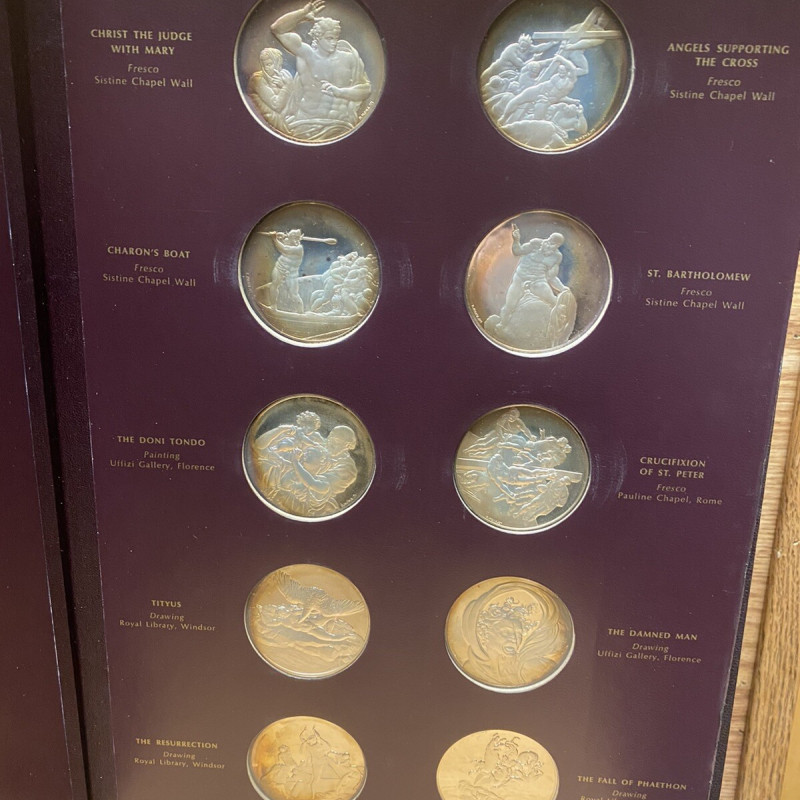 1970 Genius Of Michelangelo Sterling Silver 60 Fine Art Medals 72 OZ Collection