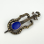 Vintage 925 Sterling Silver Sodalite & Marcasite GUITAR Brooch Pin