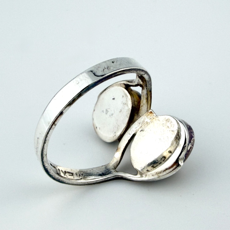 Vintage Mexican Sterling Silver Tiger's Eye Bypass Ring Signed Mexico TF-57 925
