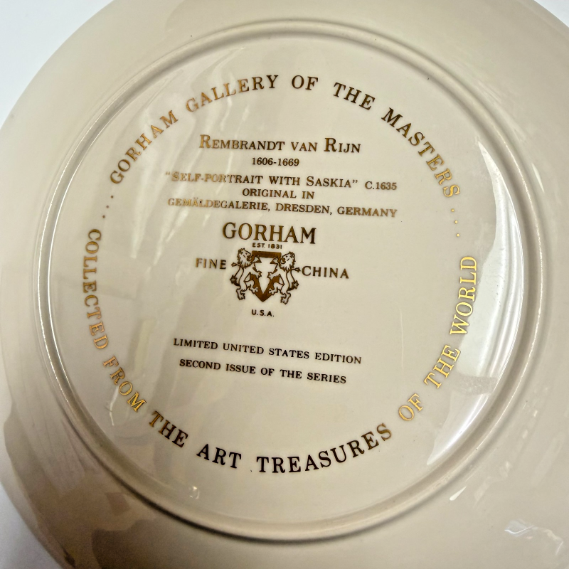 Art Treasures of the World Set 2 Plates Rembrandt Self-Portrait + Man in Helmet