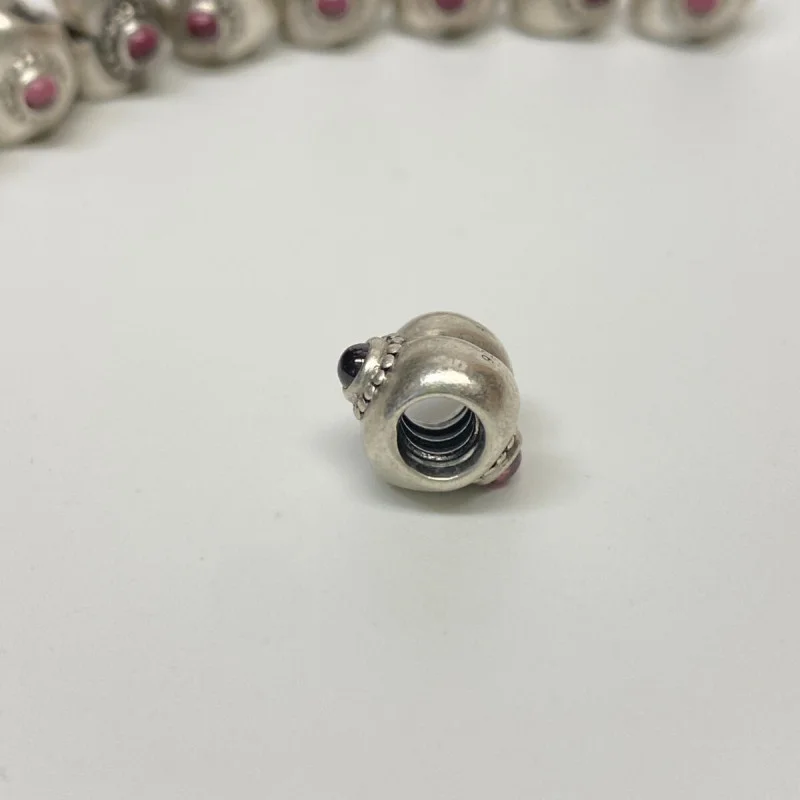 Pandora Heart Charm Retired Super Pretty Pink Rhodolite Sterling Silver 925 ALE