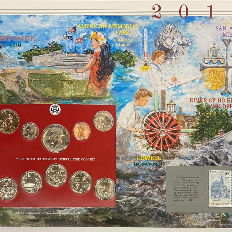 2019 D Uncirculated Mint Set Postal Commemorative Society Coin & Stamp
