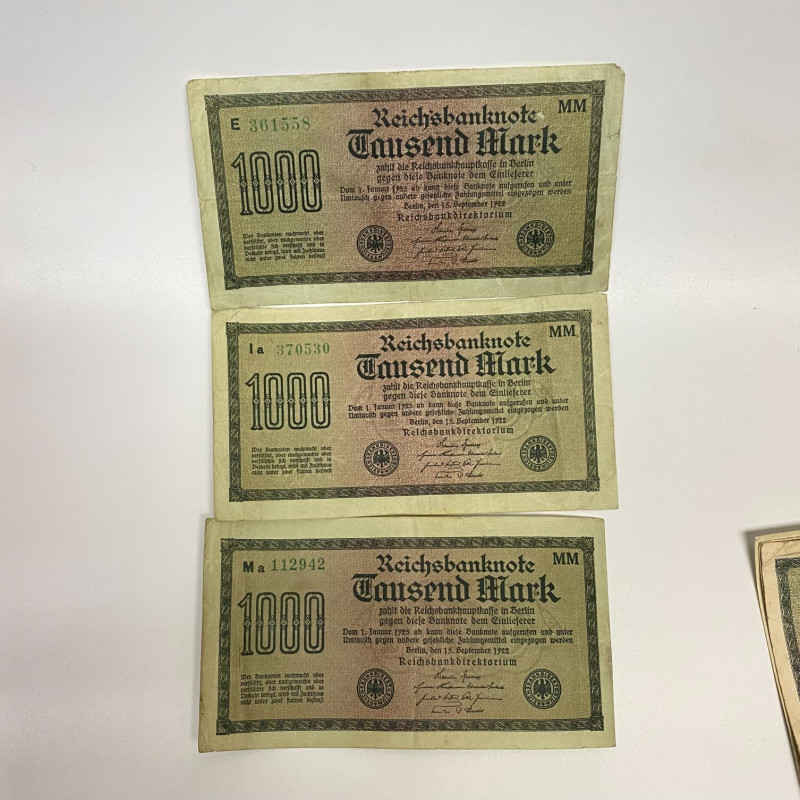 GERMANY REICHSBANKNOTE 11 pcs 1000 MARK 1922 GERMANY REICHSBANKNOTE 11 pcs 1000 MARK 1922