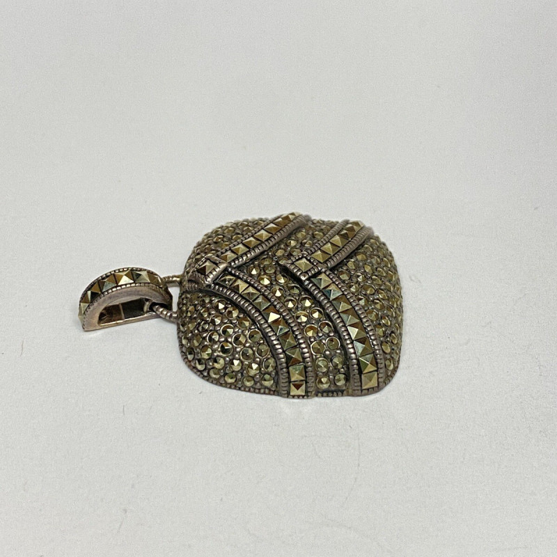 Antique Sterling Silver 925 Marcasite Square Pendant !!!!