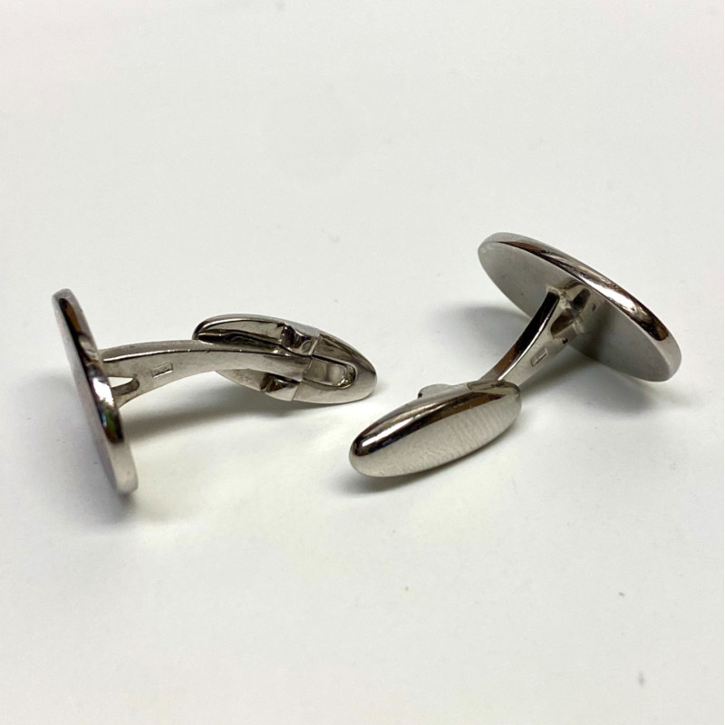 Sterling Silver Red Blue Enamel Cufflinks