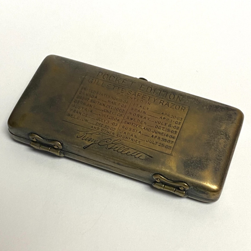 Vintage Gillette Pocket Edition Safety Razor Original Cases, John David Receipt Vintage Gillette Pocket Edition Safety Razor Original Cases, John David Receipt