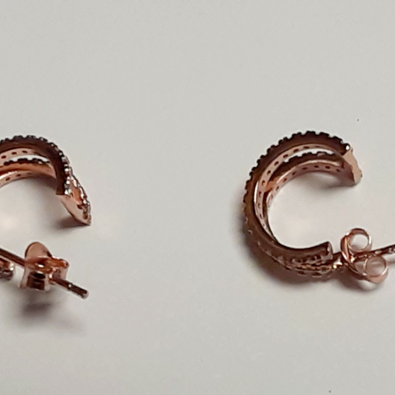 Shashi  Rose Gold Sterling Silver  Cz Designed  Curved Earrings
