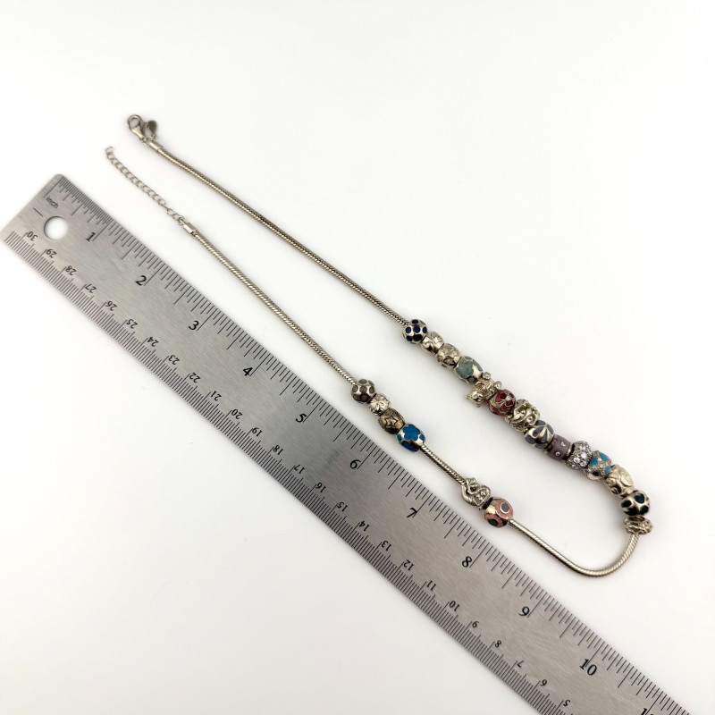 925 Sterling Silver Charm Necklace Style 18" -19.5" 20 charms