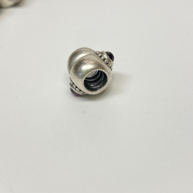 Pandora Heart Charm Retired Super Pretty Pink Rhodolite Sterling Silver 925 ALE Pandora Heart Charm Retired Super Pretty Pink Rhodolite Sterling Silver 925 ALE