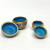 Vintage Covered Apple Shape Cloisonné Trinket Boxes Blue w Aqua Enamel Interior