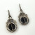 Vintage 925 Sterling Silver - Black Onyx Round Dangle Earrings