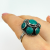 Vintage Mexican Sterling Silver 925 Turquoise Dome Ring Adjustable