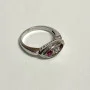 14K Beautiful White Gold Oval Pink Stud With Diamond Woman Ring
