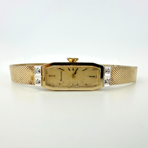 Vintage Bulova 10K R.G.P. Ladies Watch Mesh Bracelet Swiss P82462