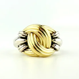 Lagos Caviar Two Tone 18k Yellow Gold Sterling Silver Knot Cocktail Ring Band