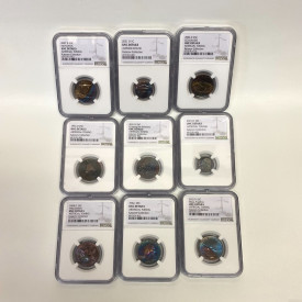 NGC UNC Details–8 Coins: Artificial Toning (7×25C, 1×10C), Altered Color (1×1C)