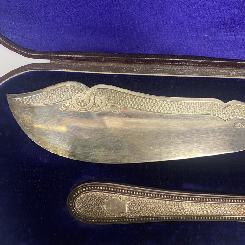 SILVER PLATE ANTIQUE FORK AND KNIFE 12 INCHES "RMEN" Silver Mark