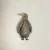 Antique Sterling Silver Marcasite Ferza Engraved Penguin RUBY Red EYE Brooch