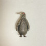 Antique Sterling Silver Marcasite Ferza Engraved Penguin RUBY Red EYE Brooch