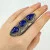 Bohemian Triple Stone Lapis Lazuli Elongated Massive Ring Sterling Silver Sz 10