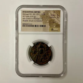 Michael VII AD 1071-1078.  AE Follis.  Byzantine Empire.  NGC F