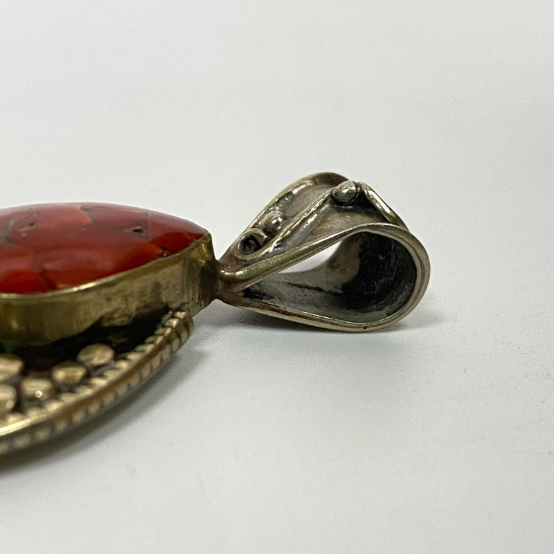 Old Brass Multicolor Stones Inserts Unique Pendant