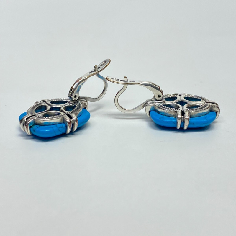 Jenavi Turquoise and Sterling Silver Earrings Vintage Jenavi Turquoise and Sterling Silver Earrings Vintage