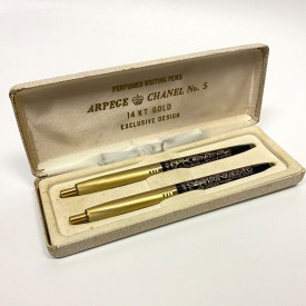 Vintage Perfumed Writing Pens Exclusive Arpege C H A N E L  5  Design 14kt Gold