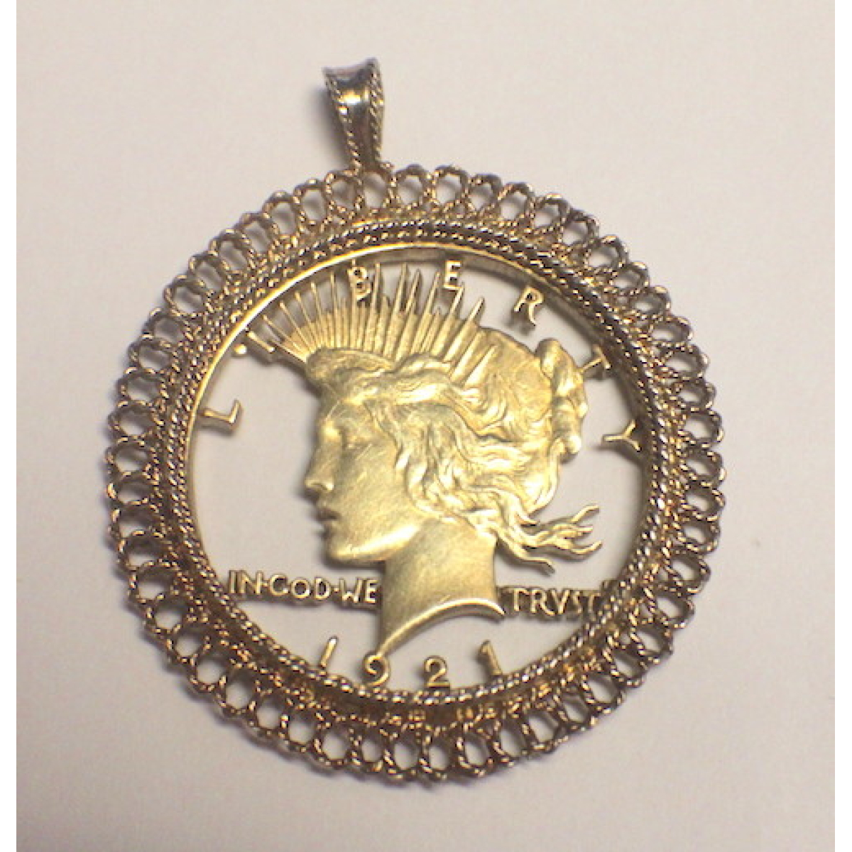 Vintage 1921 Liberty Eagle Gold Plated & Sterling Silver Custom Pendant