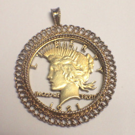 Vintage 1921 Liberty Eagle Gold Plated & Sterling Silver Custom Pendant