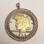 Vintage 1921 Liberty Eagle Gold Plated & Sterling Silver Custom Pendant
