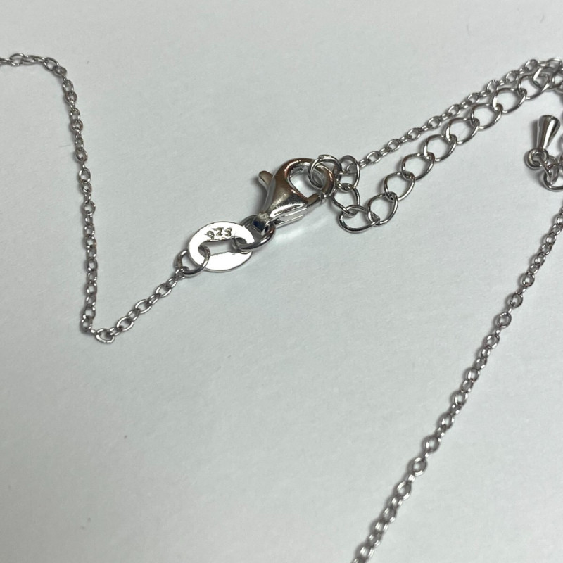 Silver 925 and White and Blue Sapphire Celestial Protector Eye Chain Pendant 18"