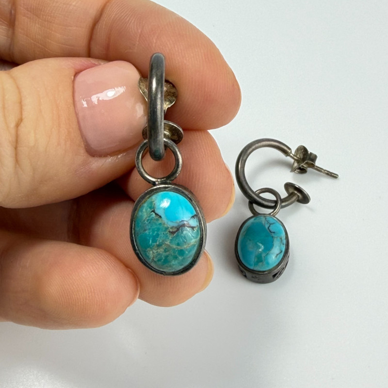 Vintage Navajo style Sterling Silver 925 Turquoise Stud Drop Earrings