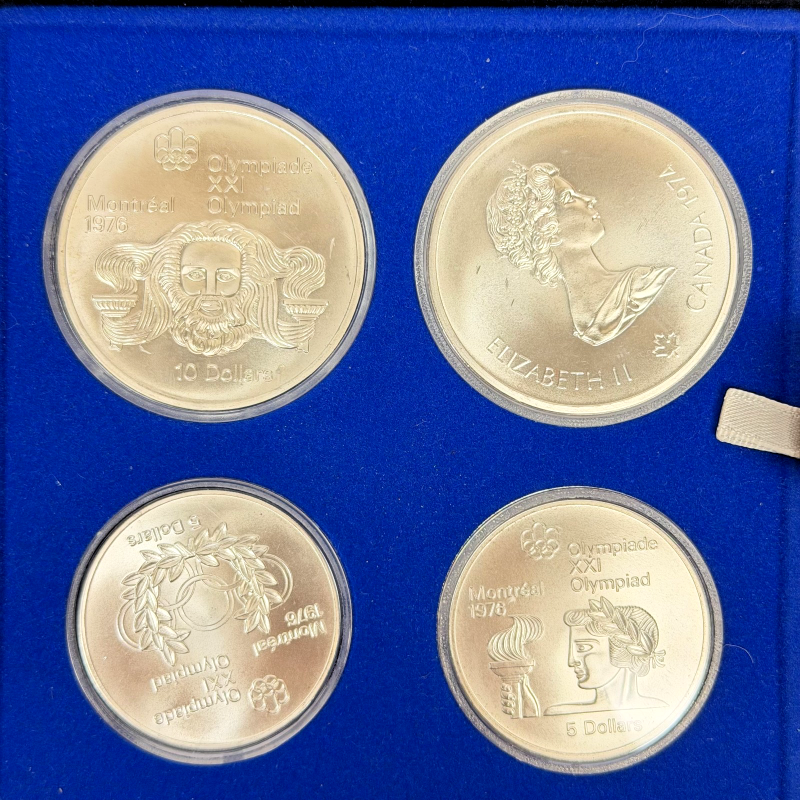 1976 Montreal Olympics Series II Olympic Motifs 4-Coin Sterling Silver Set Canad