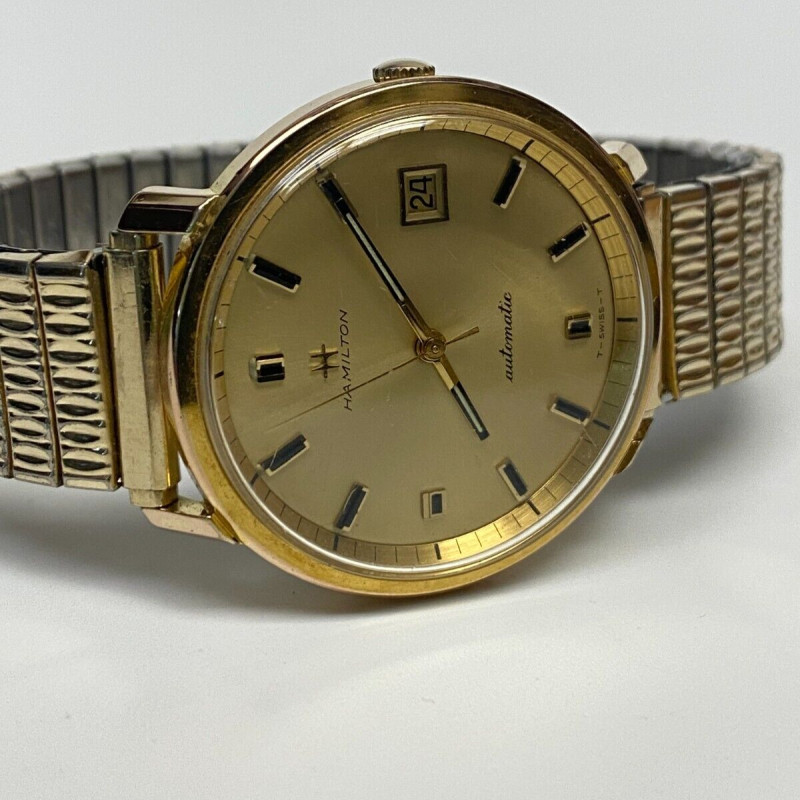 Vintage Hamilton Gold Plated Wristwatch Watch 1970's Automatic Dateline 64029-4 Vintage Hamilton Gold Plated Wristwatch Watch 1970's Automatic Dateline 64029-4