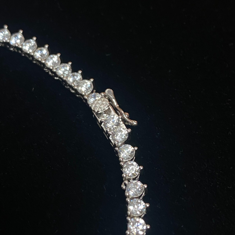 Silver 925 With White Sapphire Necklace 22"