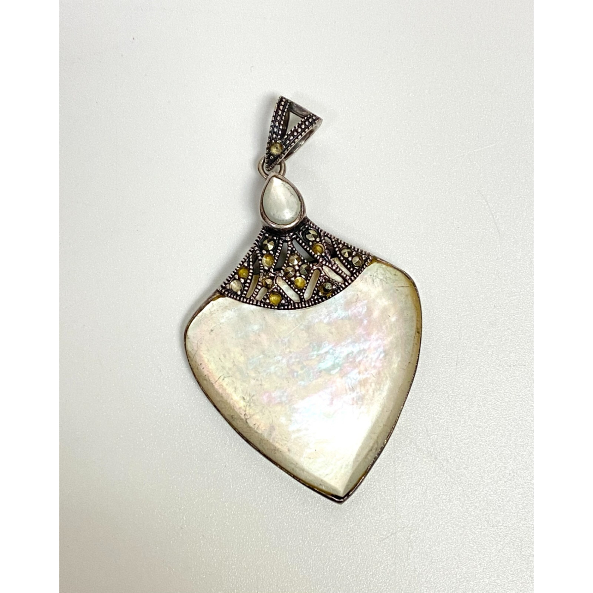 Sterling Silver Pendant Shell and Marcasite stones
