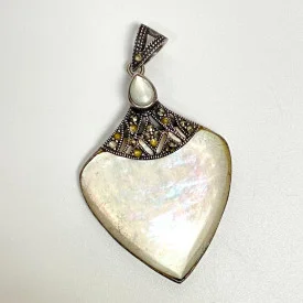 Sterling Silver Pendant Shell and Marcasite stones
