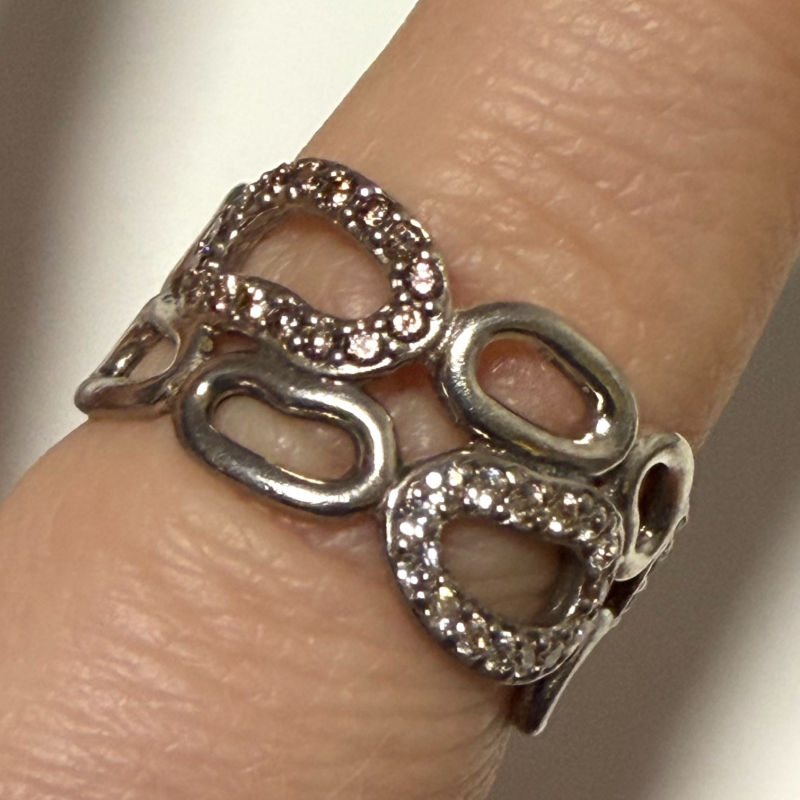 Pandora Circle of Friends Size 6.5 Clear/Champagne CZ & SS .925 Ring 190834CZ