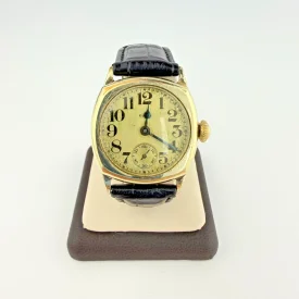 Vintage 1920s Elgin Gold Cushion Case Watch 17 Jewels Mechanical Running