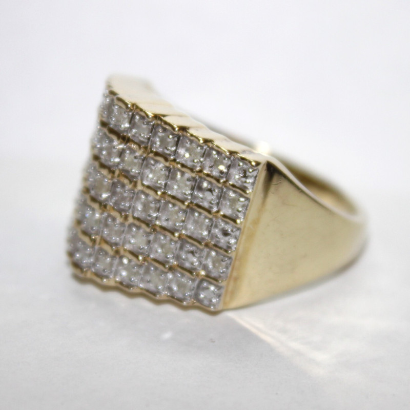Sterling Silver Gold Plated Diamond Ring Size 12
