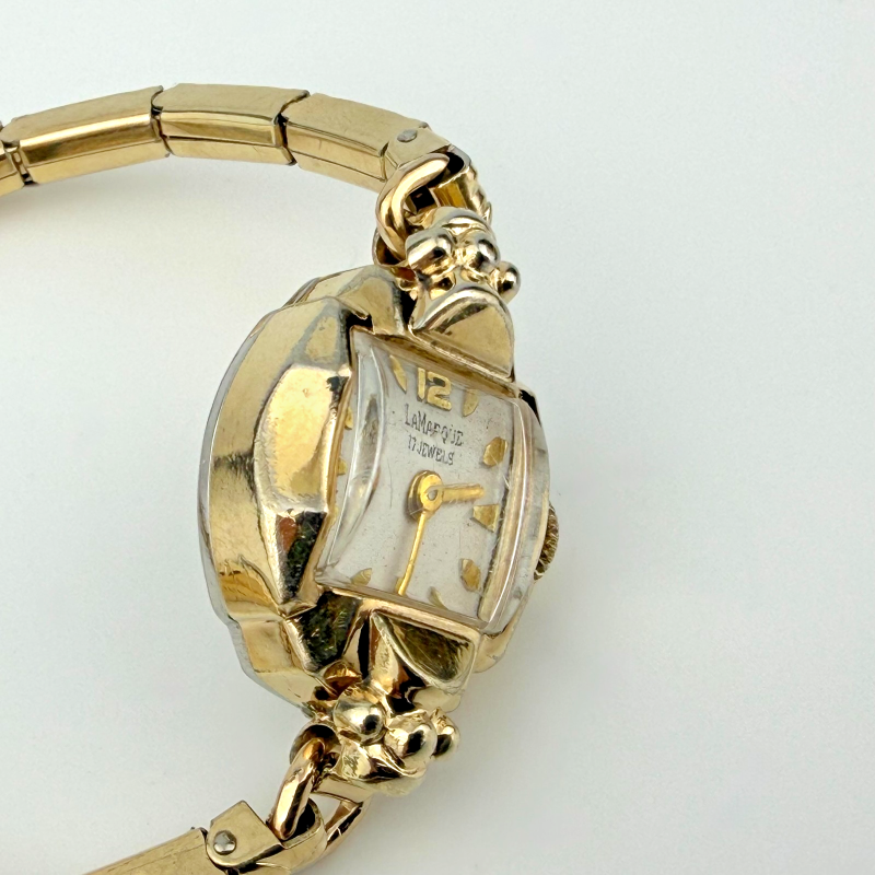 Vintage LaMarque 17 Jewels Ladies Gold Watch Expansion Bracelet Swiss 5.5 in